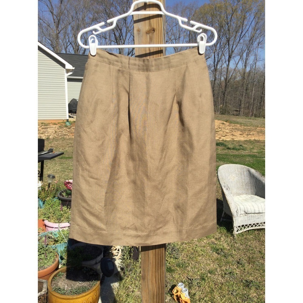 Vtg lands’ end womens linen skirt regular‎ 10 beige khaki gorpcore summer modest